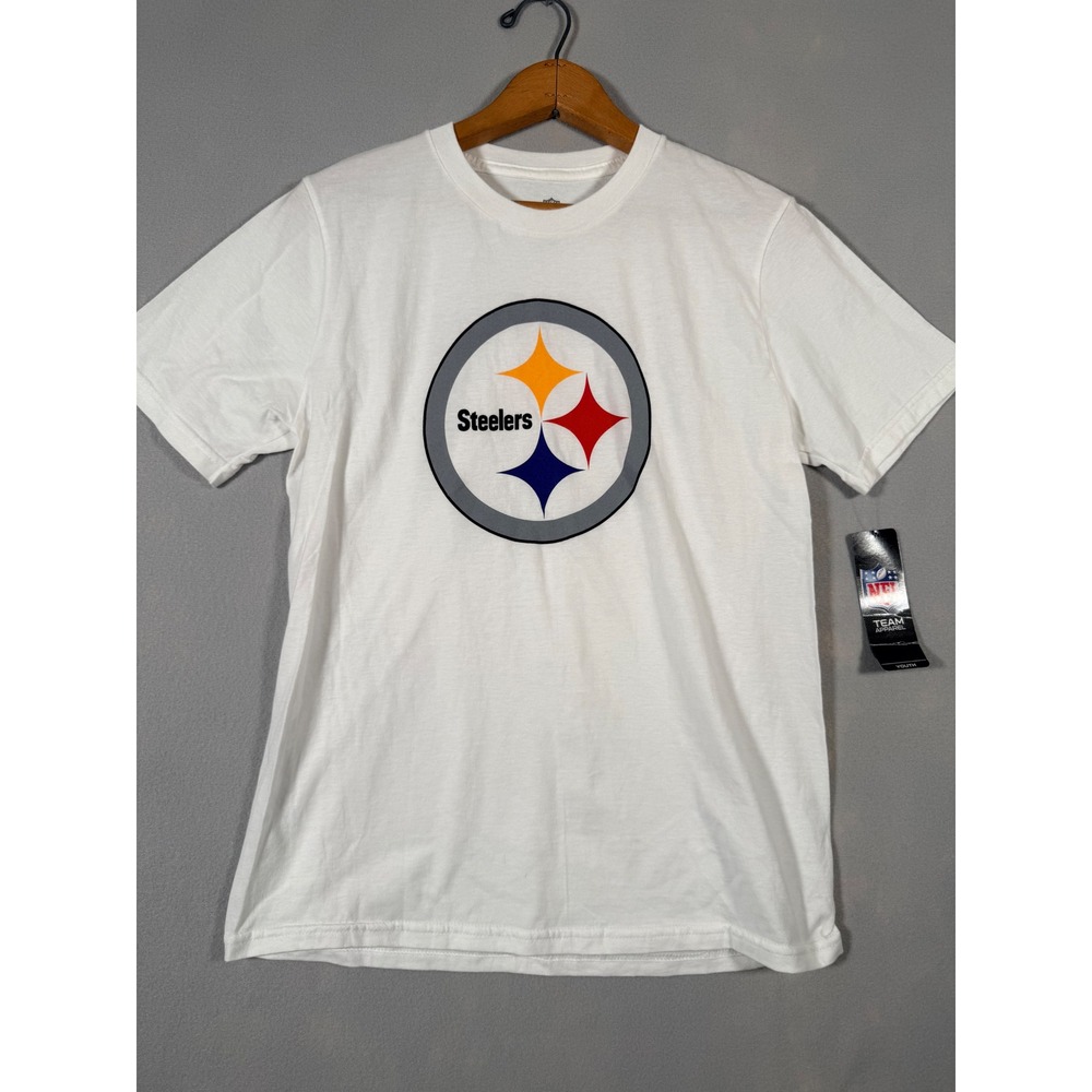 NFL Pittsburgh Steelers Youth T-Shirt White Large 14/16 Short Sleeve Cotton New